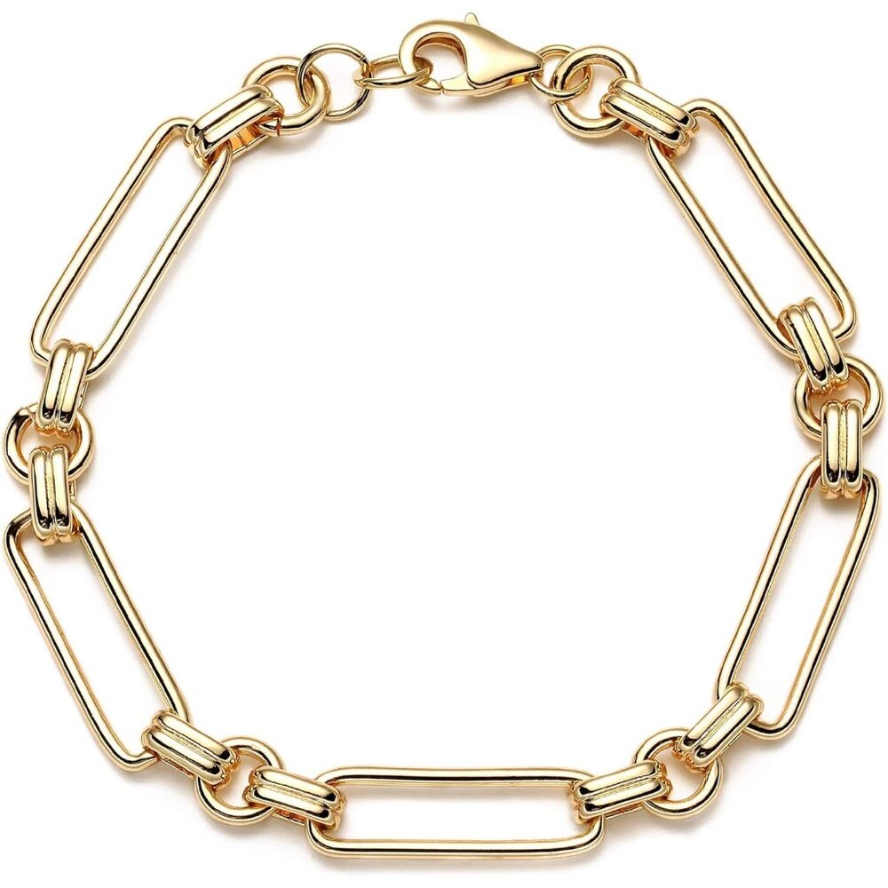 Gold Beaded Bracelets,18K Gold Plated Handmade Cute Satellite Diamond Cut Oval